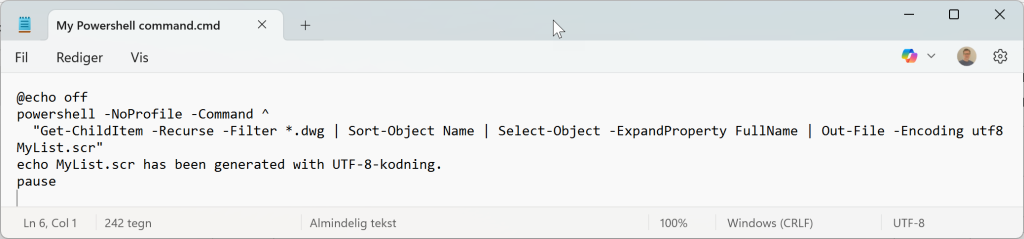 Windows Command-fil: MyPowershellCommand.cmd